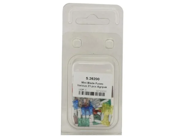 agripak 21pcs mini blade fuses s.26200 2